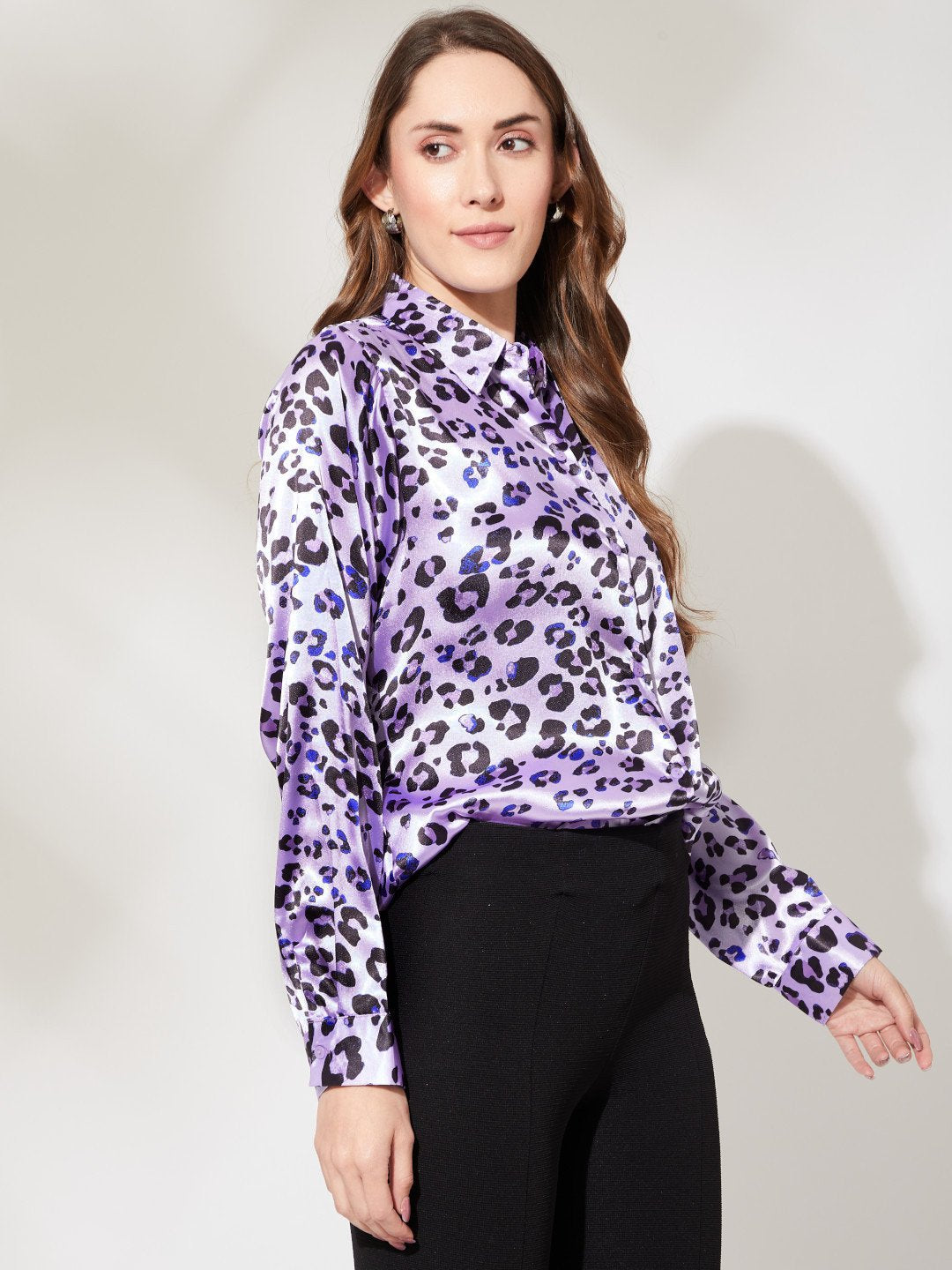 Animal Printed Shirt In Purple