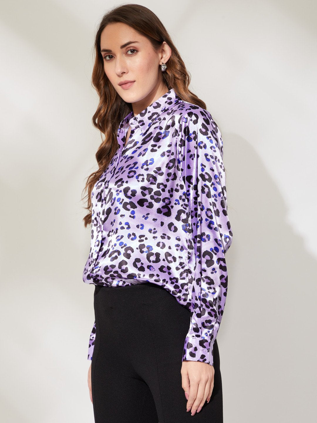 Animal Printed Shirt In Purple