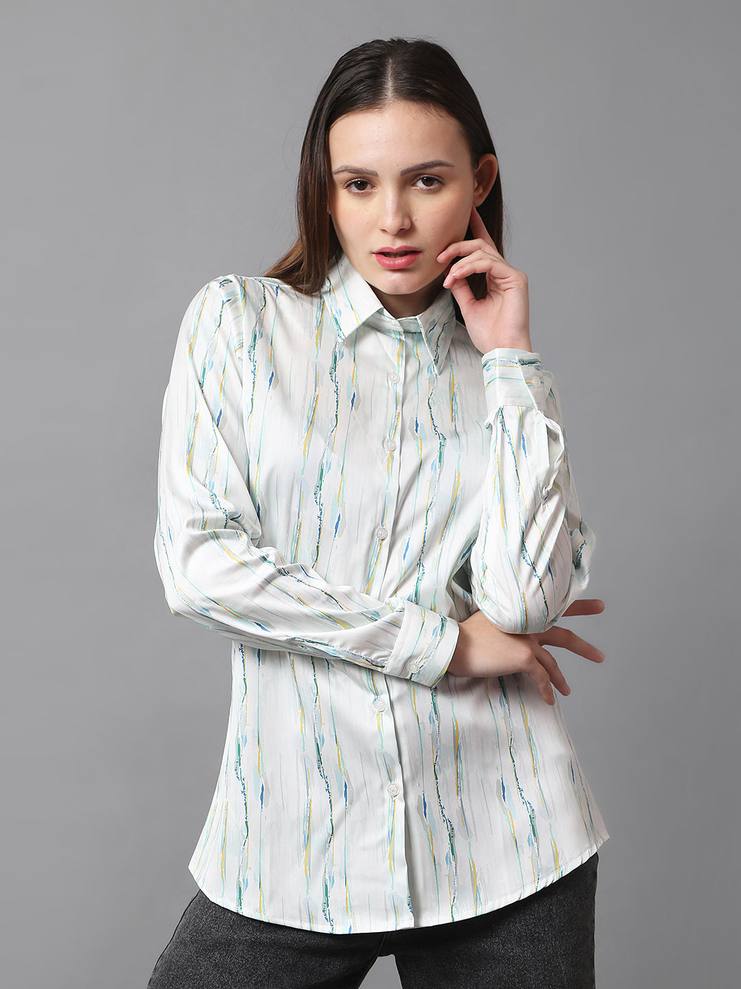 Aqua Whisper Striped Shirt