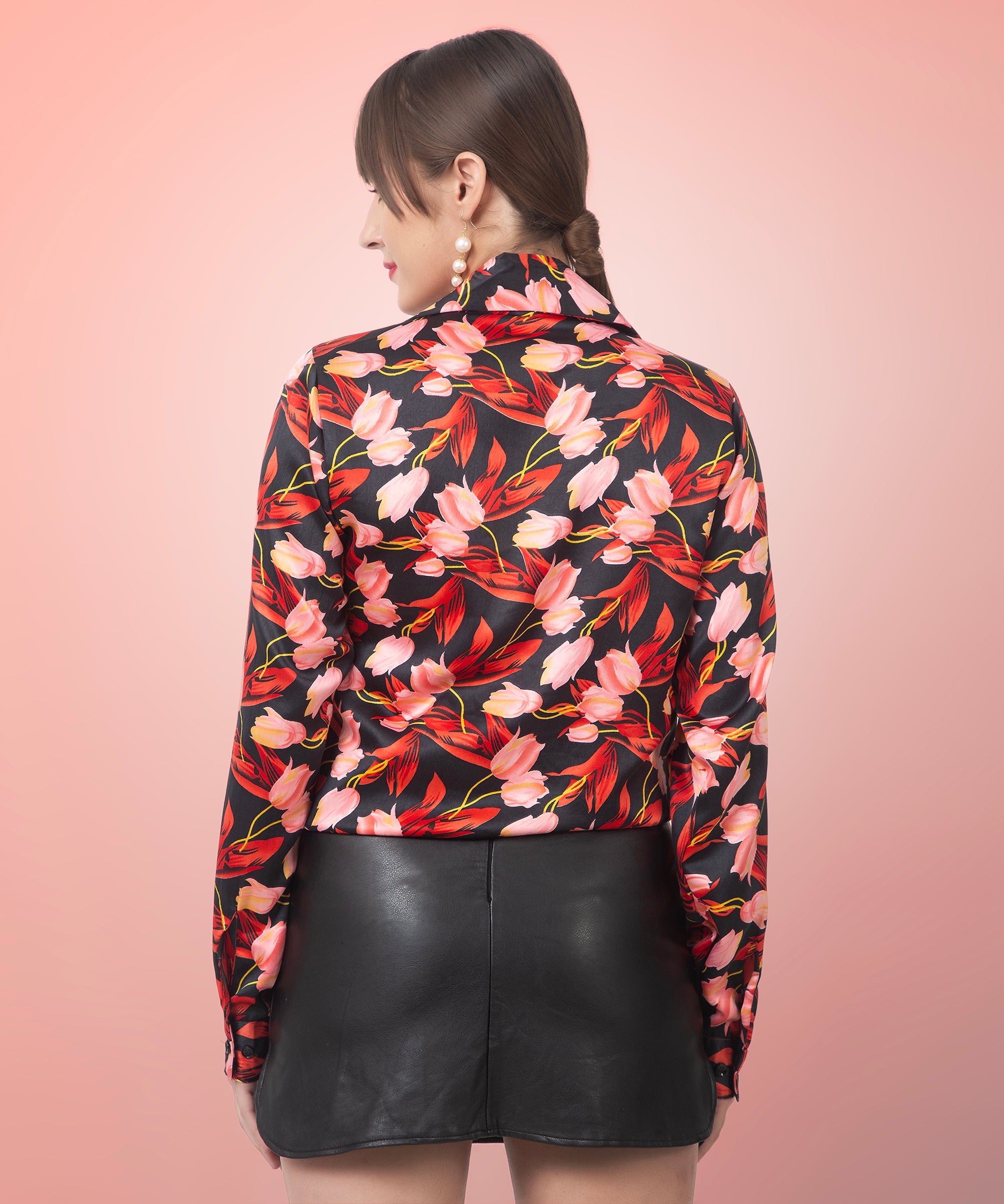 Noir Floral Satin Shirt