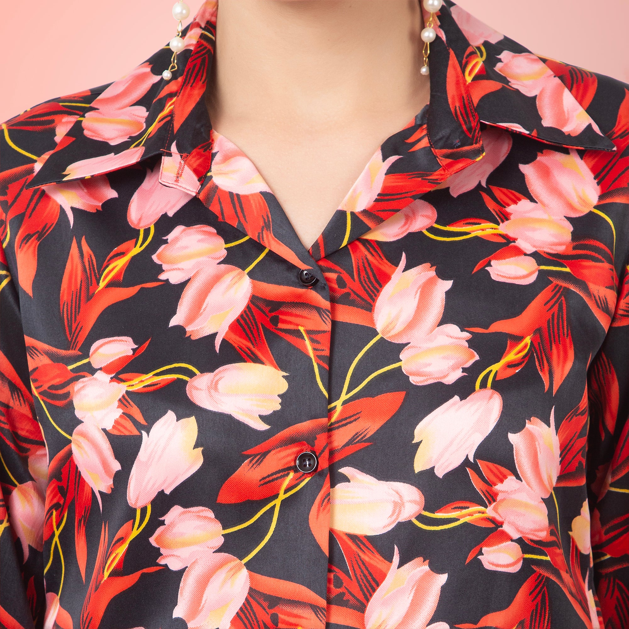 Noir Floral Satin Shirt