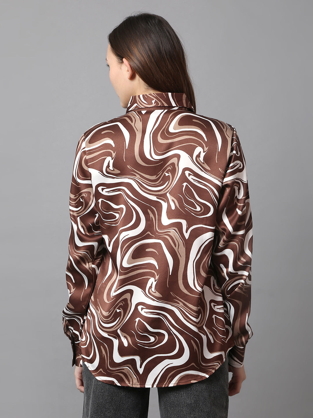 Espresso Wave Satin Shirt