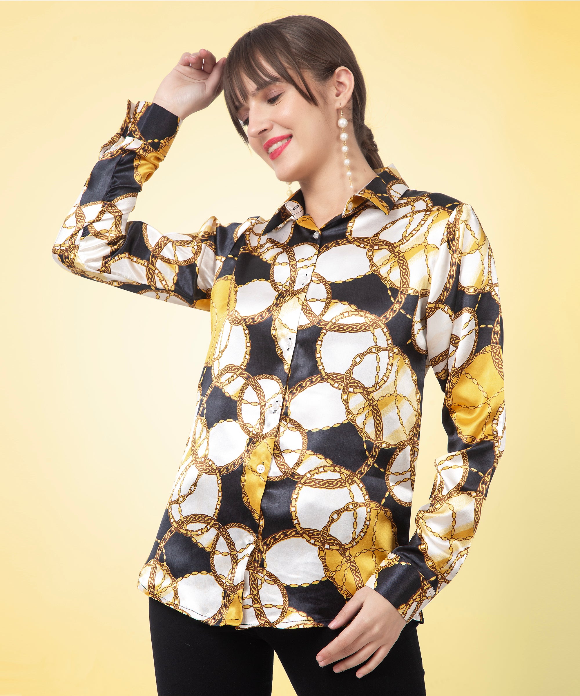 Golden Chain Luxe Satin Shirt