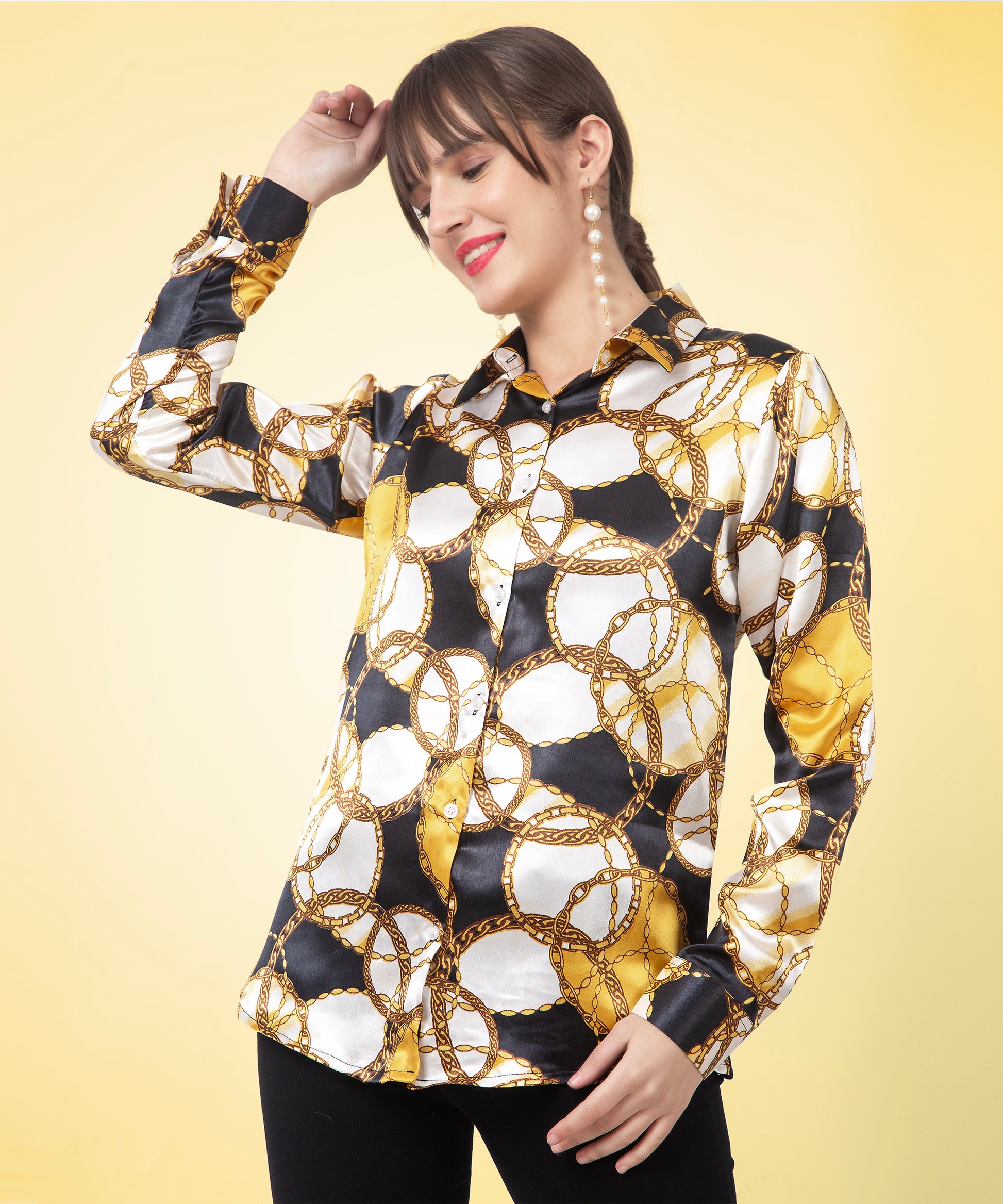 Golden Chain Luxe Satin Shirt