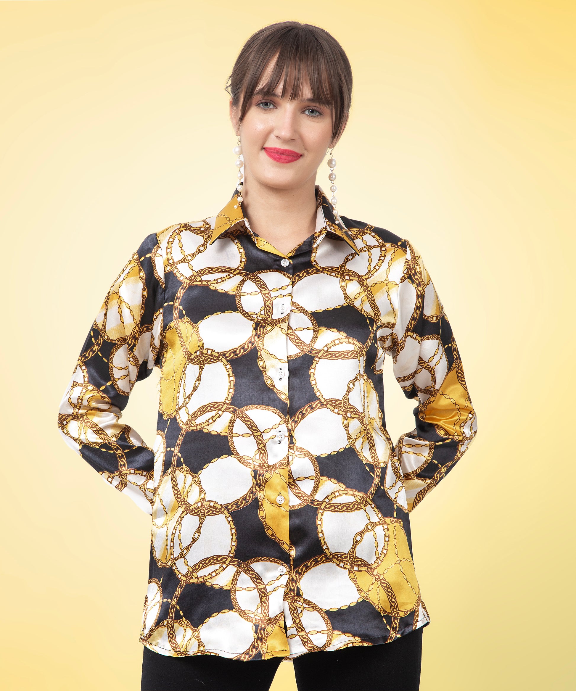 Golden Chain Luxe Satin Shirt