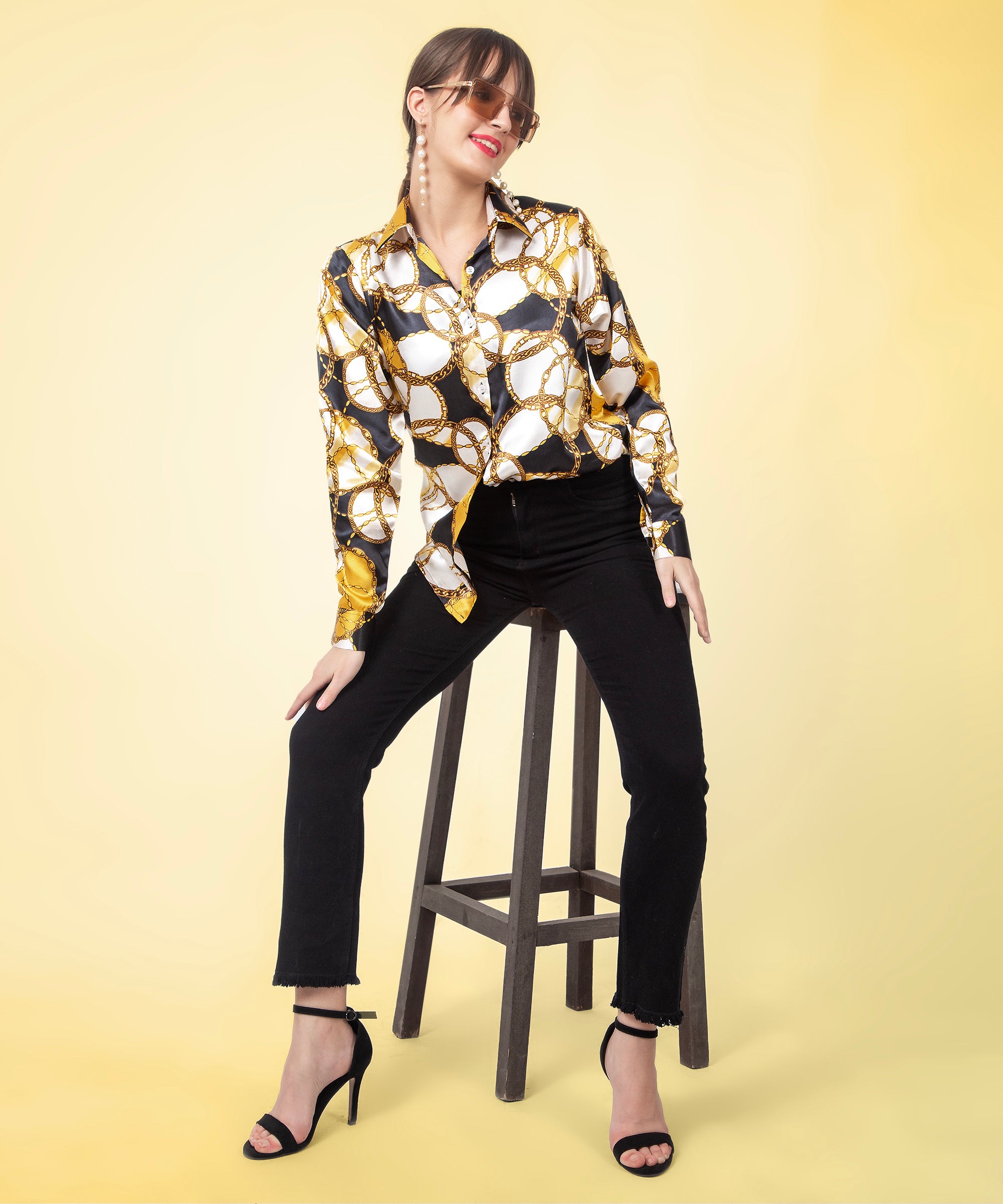 Golden Chain Luxe Satin Shirt
