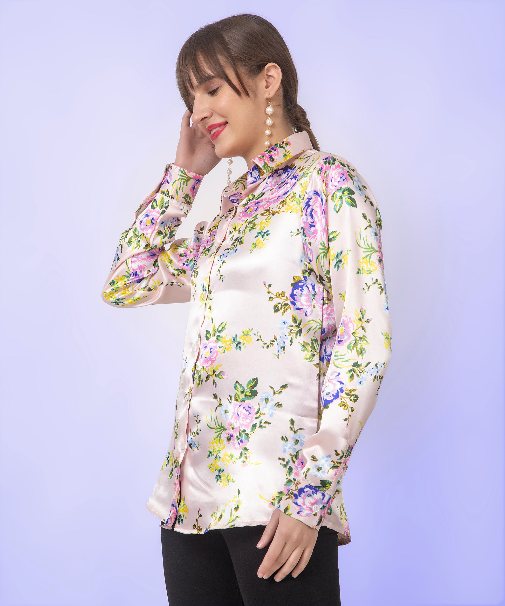 Pastel Bloom Satin Shirt