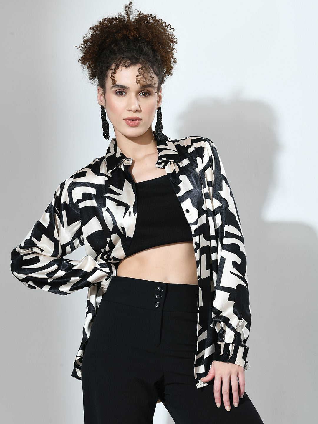 Women's Monochrome Satin Shirt