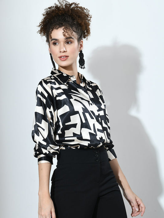 Women's Monochrome Satin Shirt