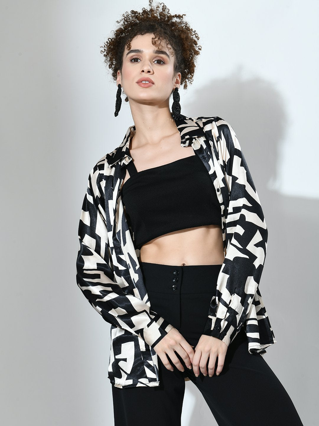Women's Monochrome Satin Shirt