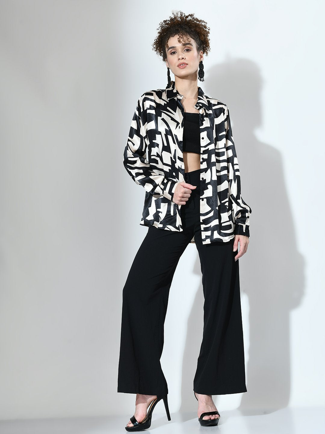 Women's Monochrome Satin Shirt