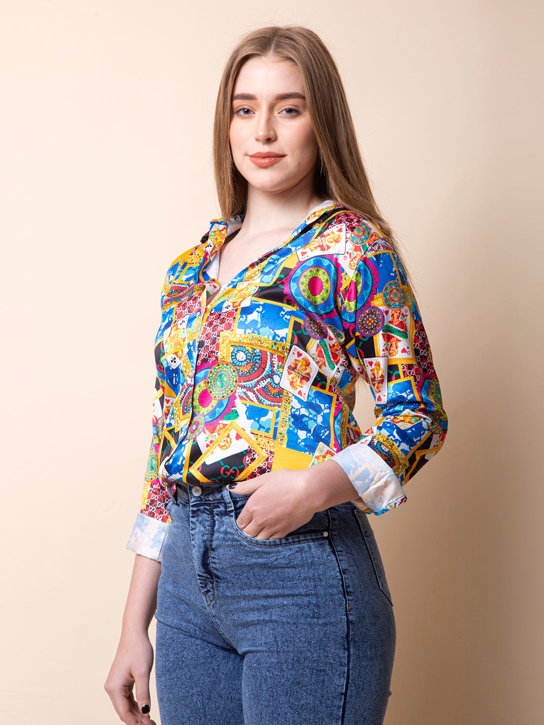 Vibrant Mosaic Satin Shirt