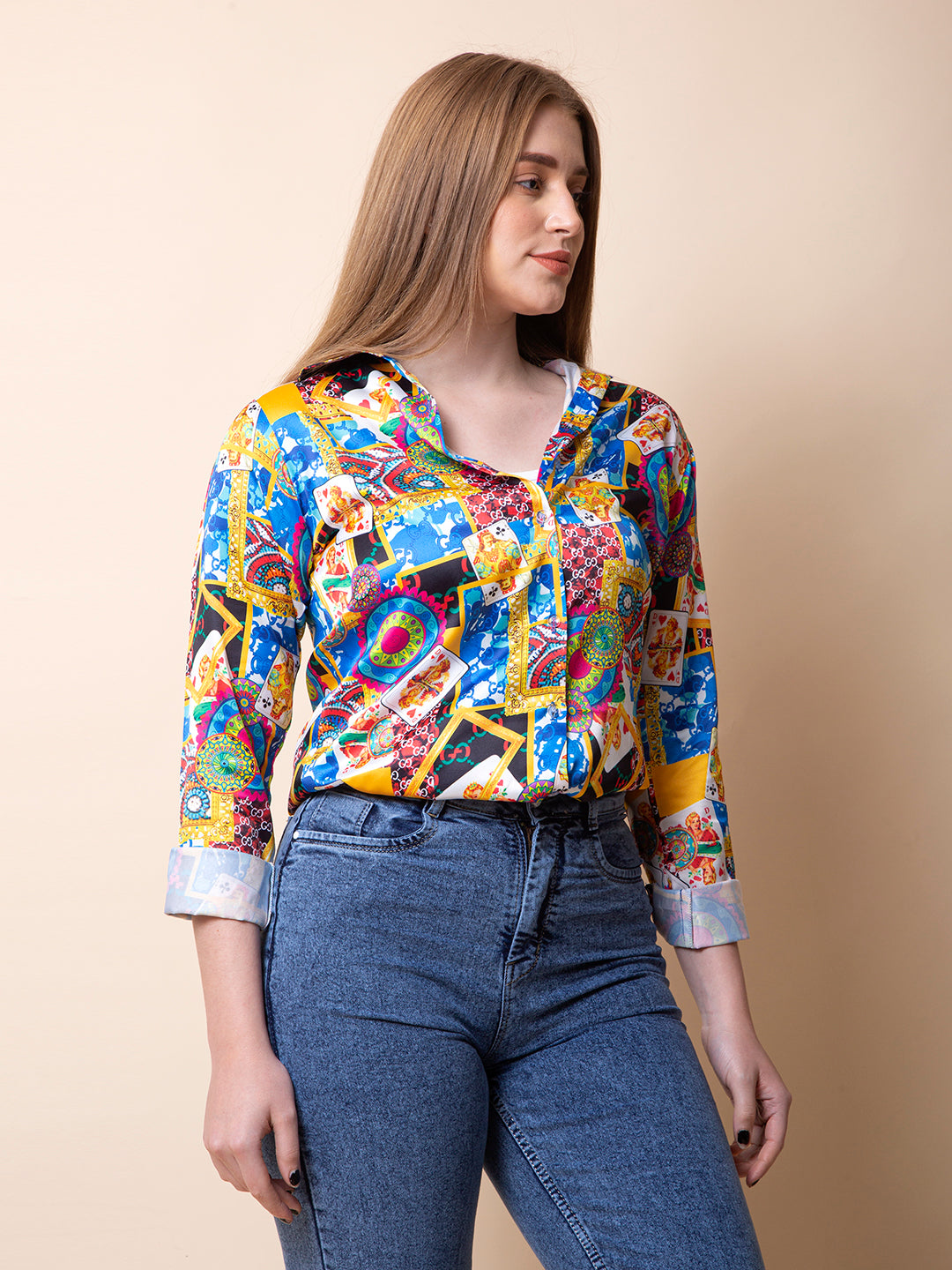 Vibrant Mosaic Satin Shirt