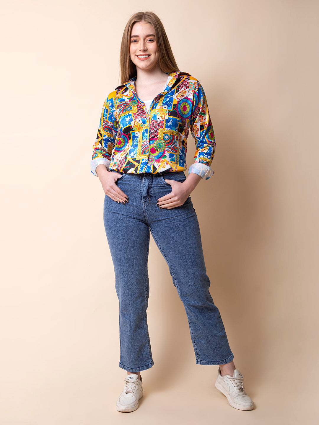 Vibrant Mosaic Satin Shirt