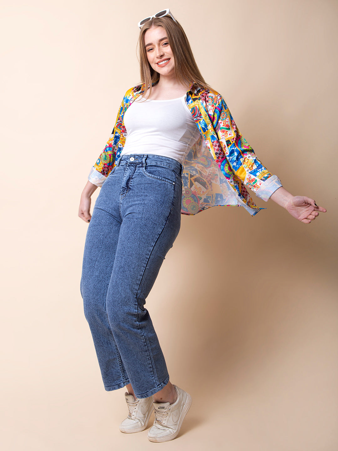 Vibrant Mosaic Satin Shirt