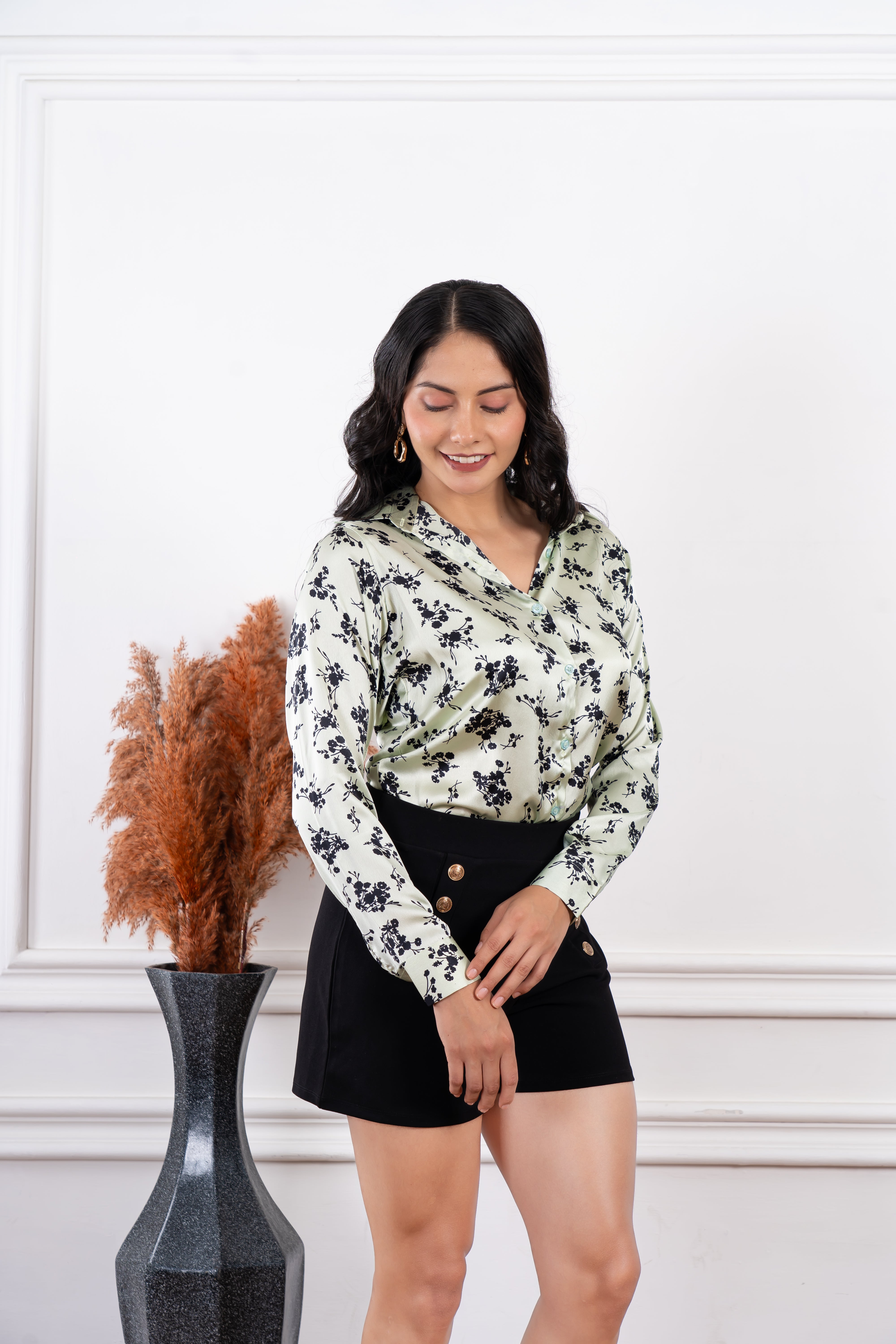 Mint Blossom Satin Shirt