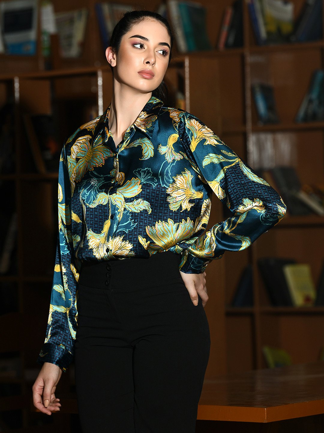 Golden Bloom Satin Shirt