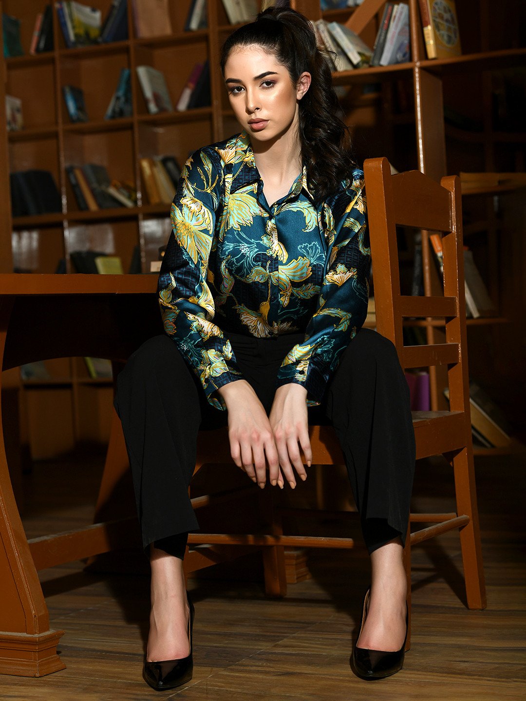 Golden Bloom Satin Shirt