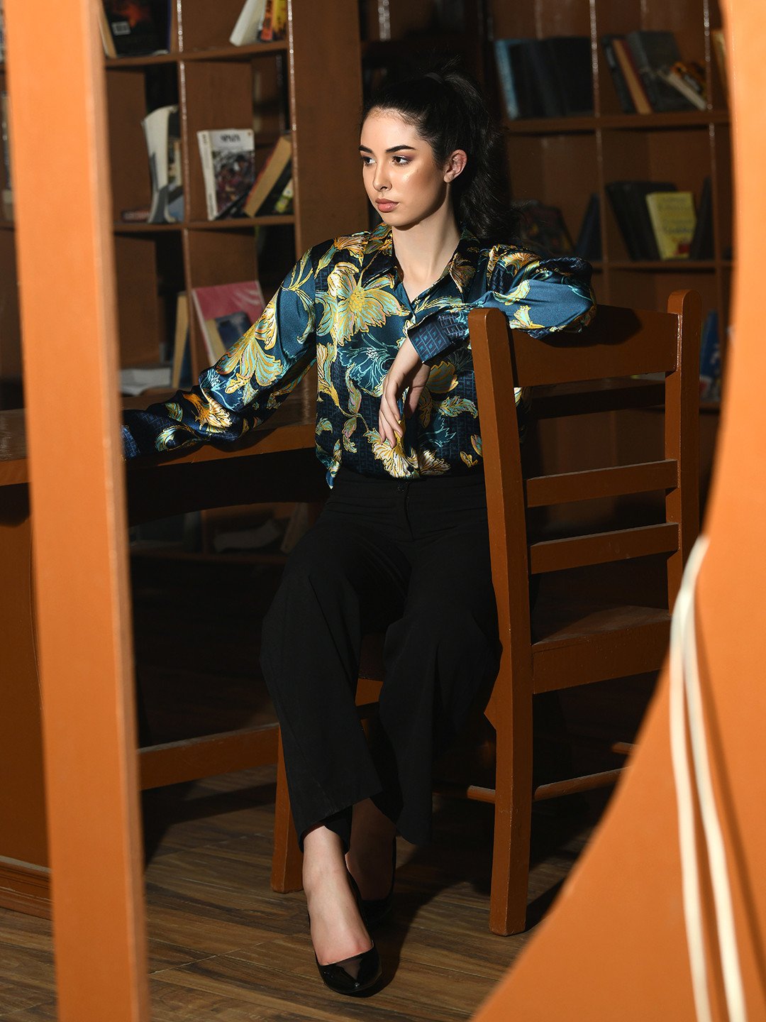 Golden Bloom Satin Shirt