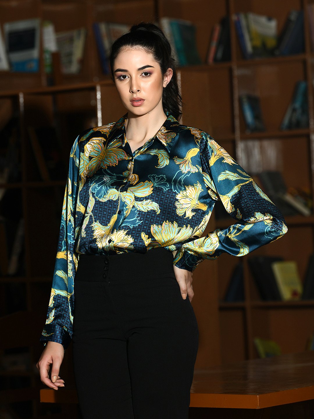 Golden Bloom Satin Shirt