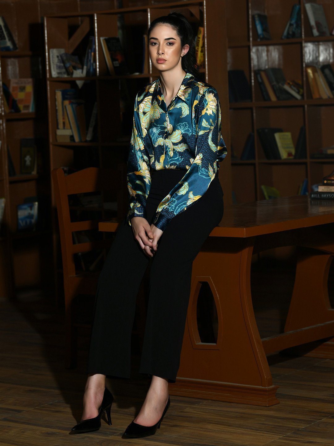 Golden Bloom Satin Shirt