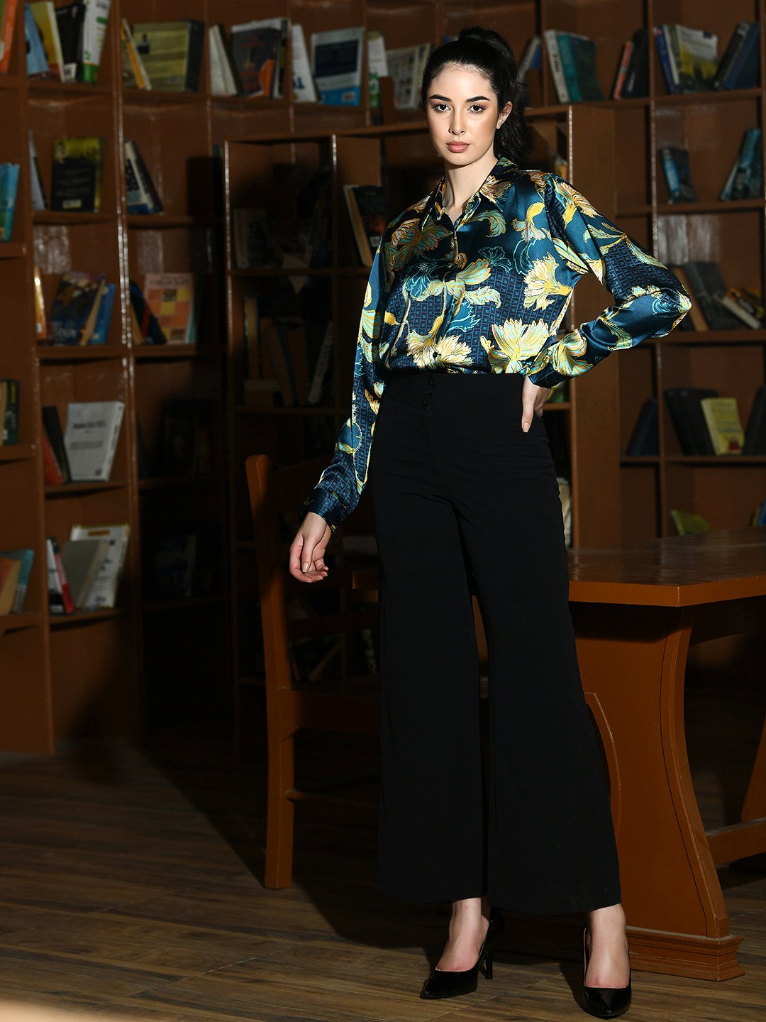 Golden Bloom Satin Shirt