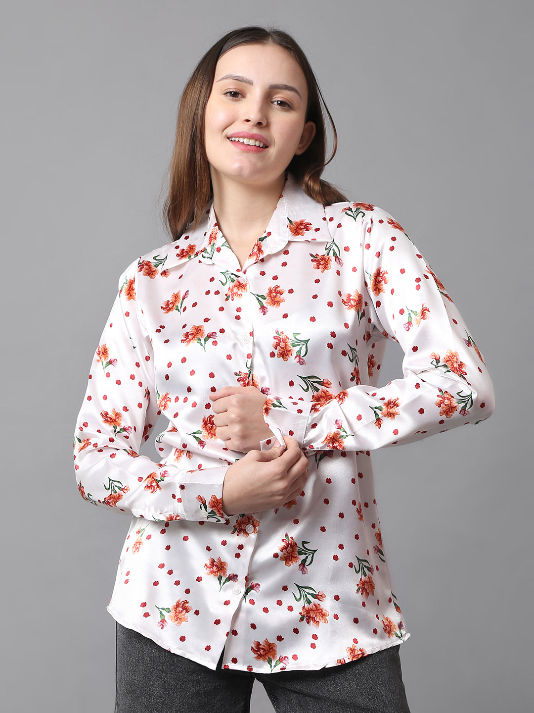 Crimson Charm Satin Shirt