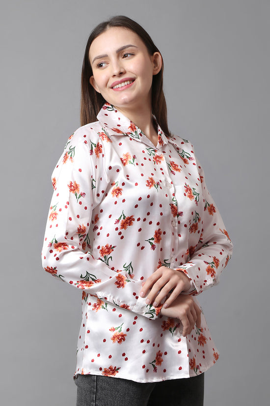 Crimson Charm Satin Shirt