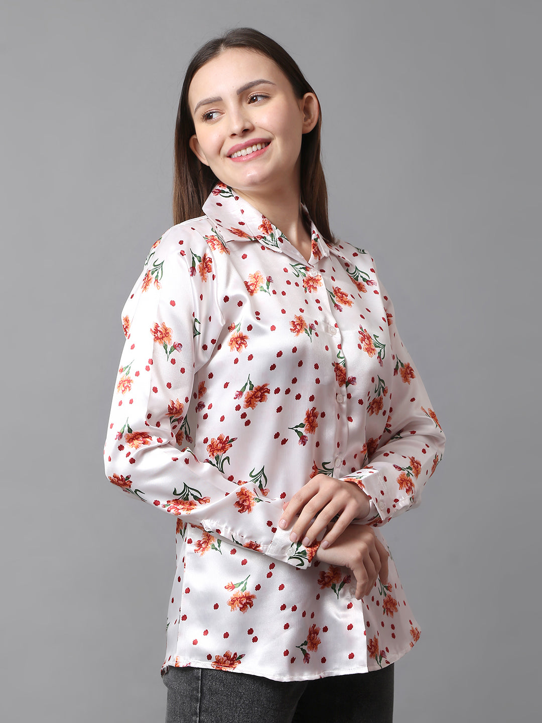 Crimson Charm Satin Shirt