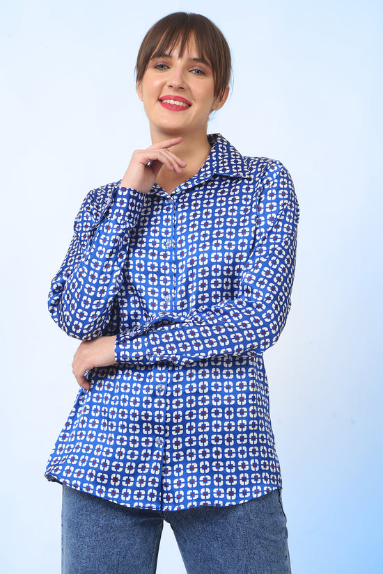 Azure Matrix Satin Shirt