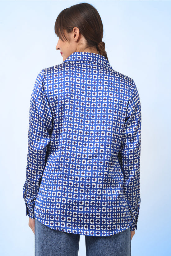 Azure Matrix Satin Shirt