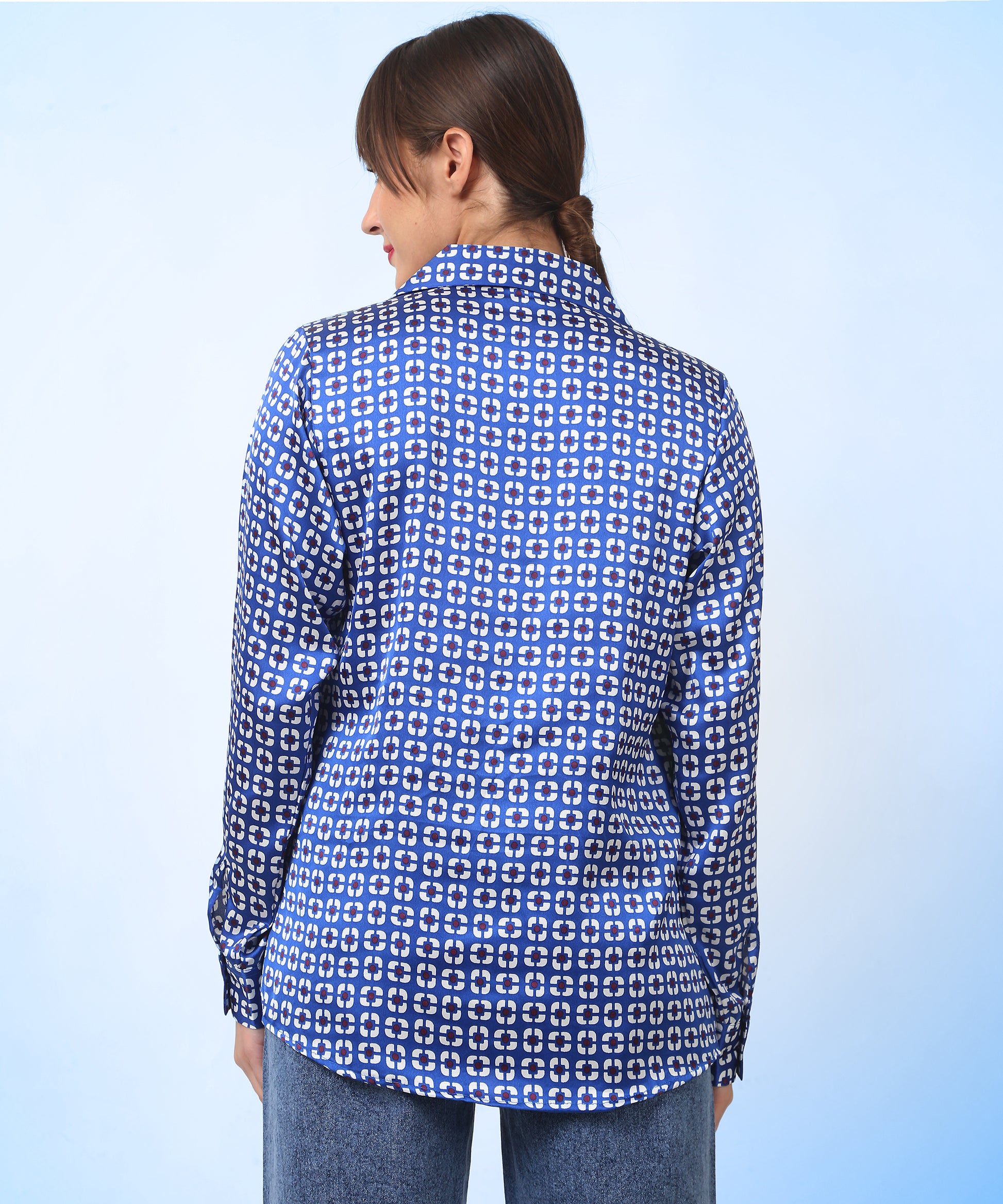 Azure Matrix Satin Shirt