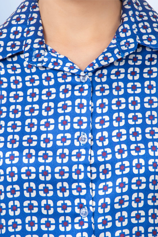 Azure Matrix Satin Shirt