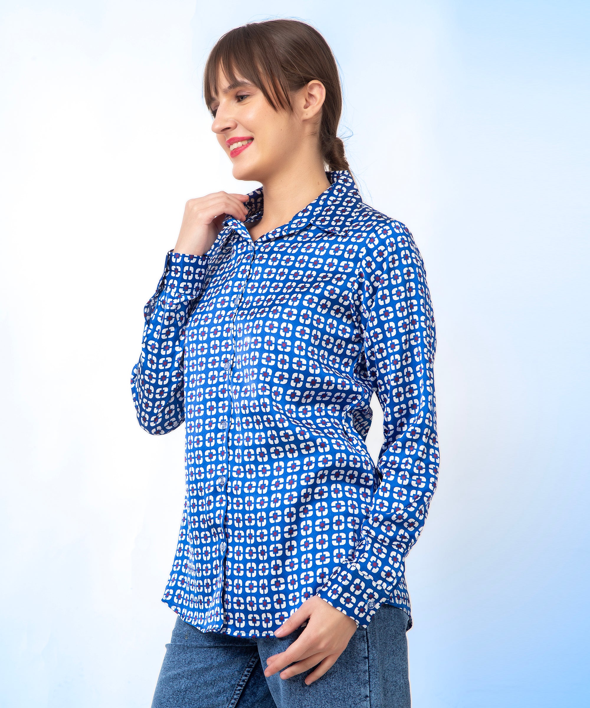 Azure Matrix Satin Shirt
