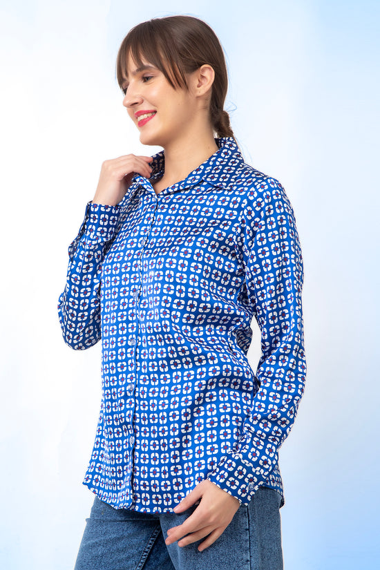 Azure Matrix Satin Shirt