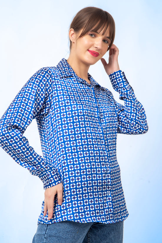 Azure Matrix Satin Shirt