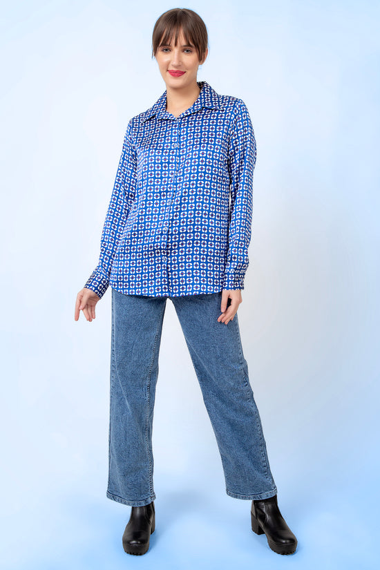 Azure Matrix Satin Shirt