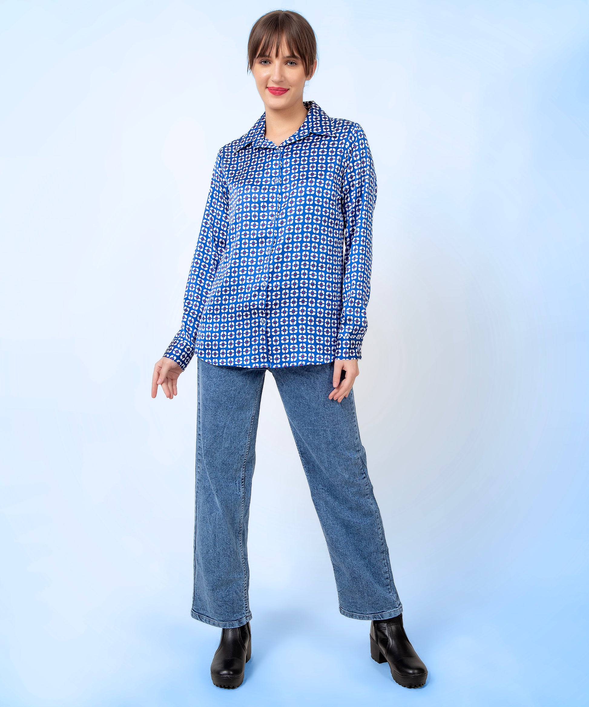 Azure Matrix Satin Shirt