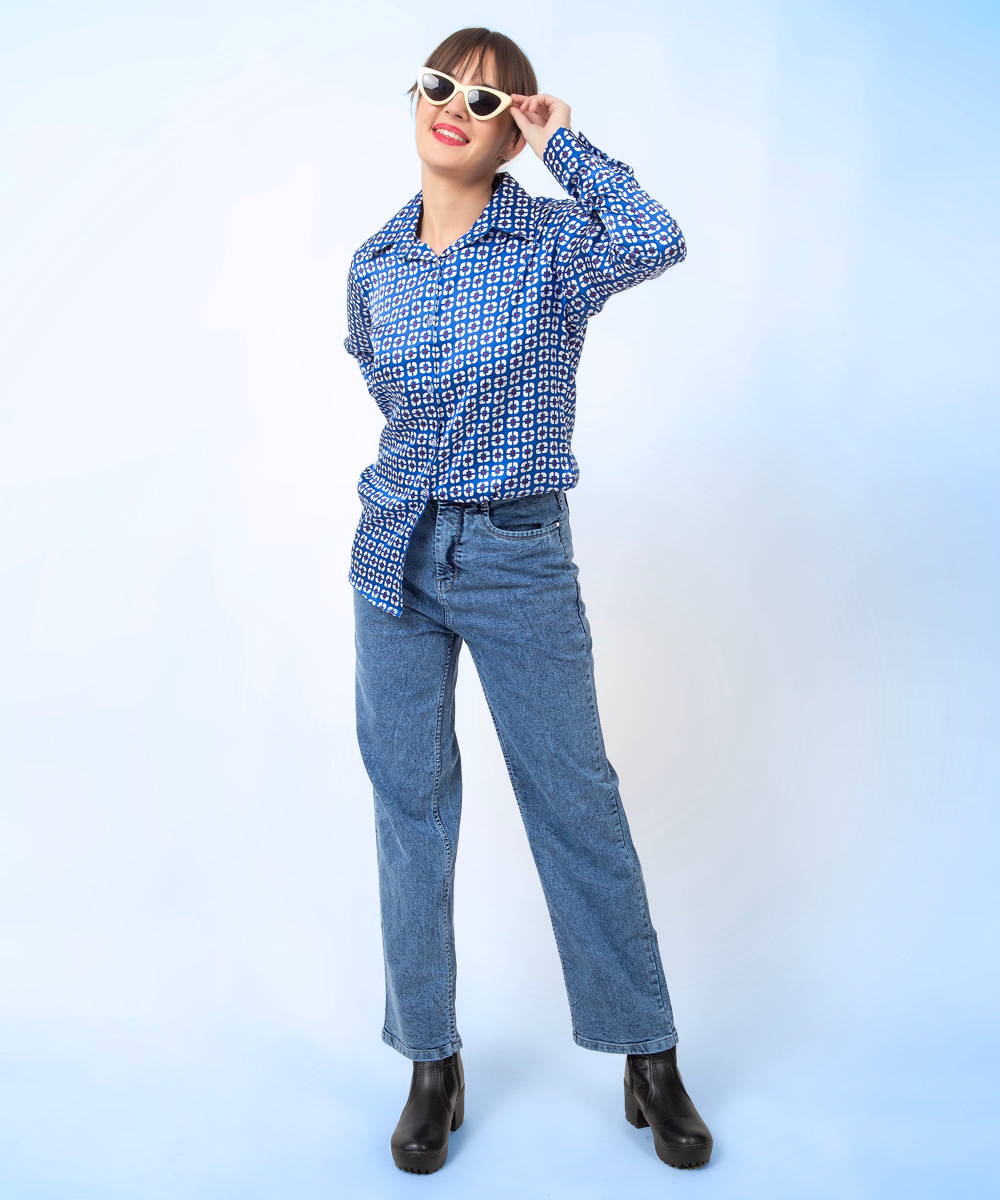 Azure Matrix Satin Shirt