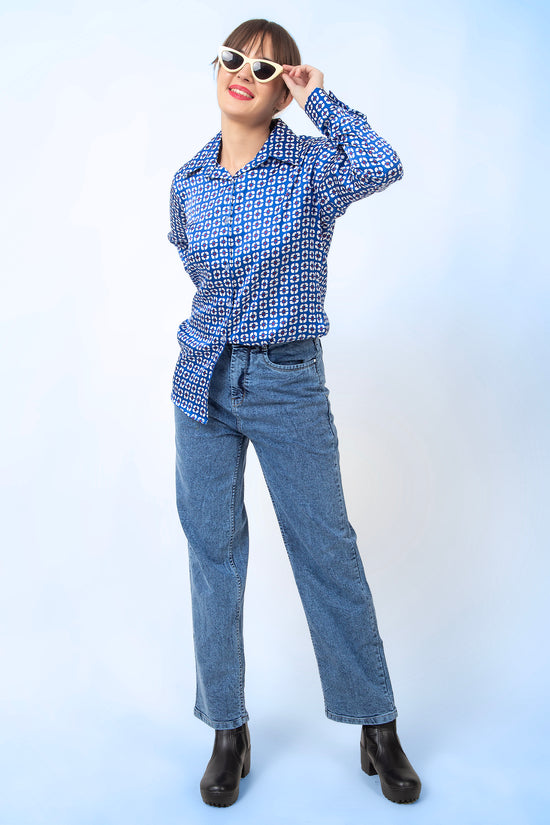 Azure Matrix Satin Shirt