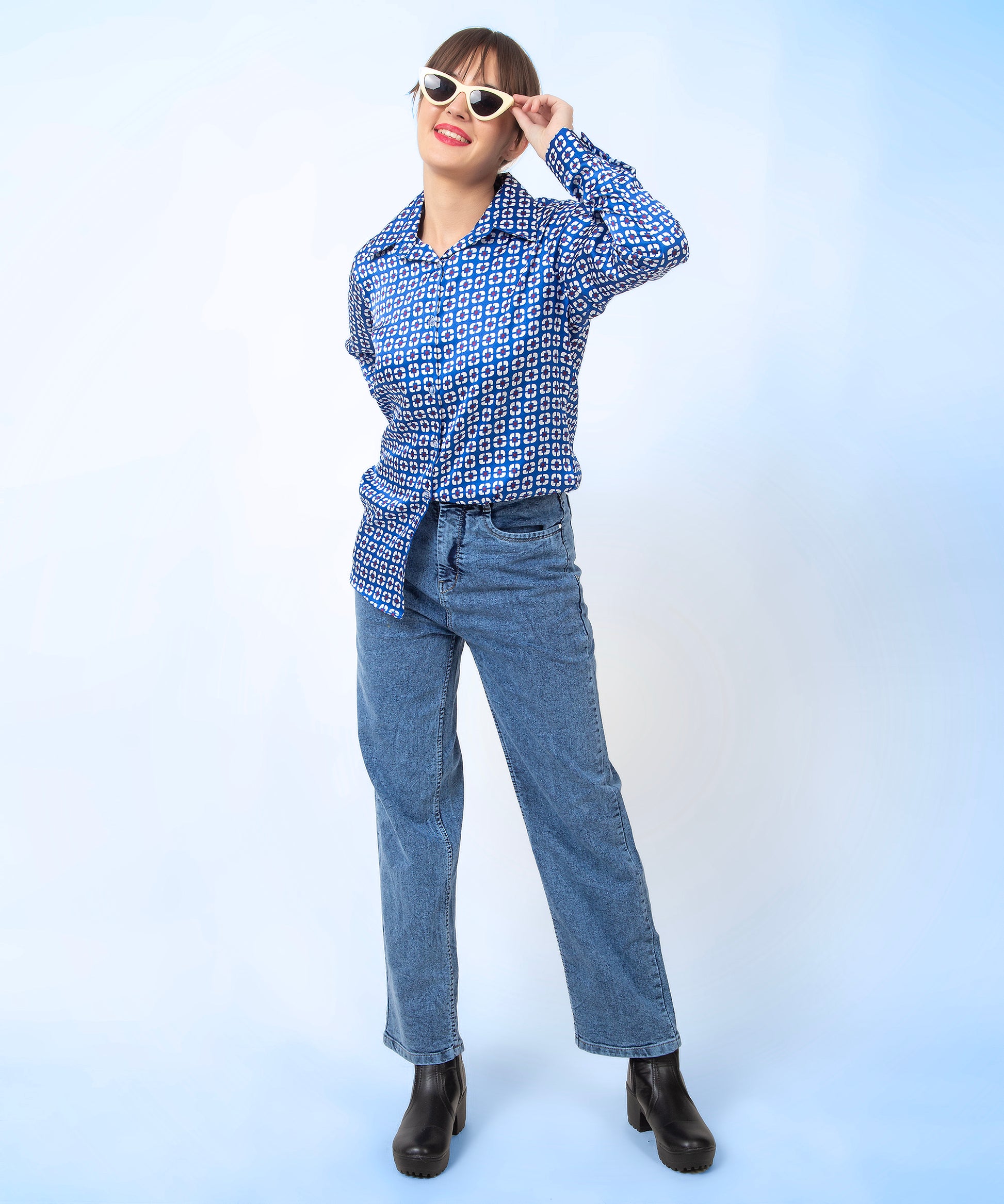 Azure Matrix Satin Shirt