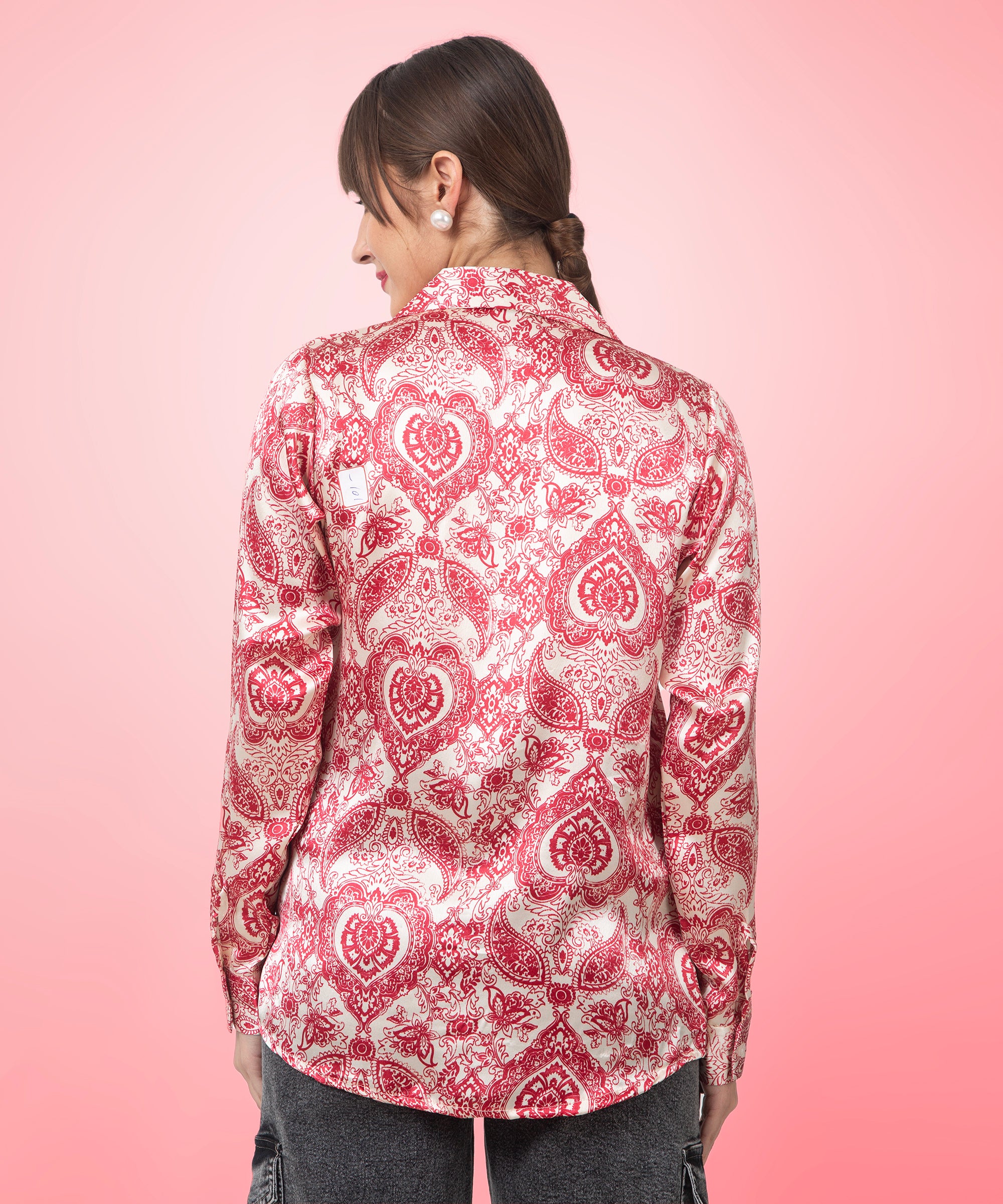 Paisley Printed Satin Shirt Back