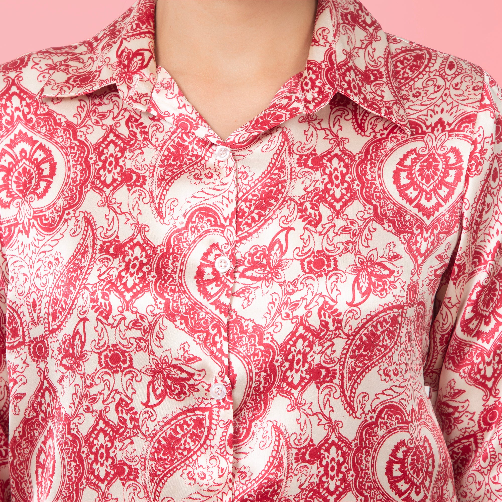 Paisley Printed Satin Shirt Back