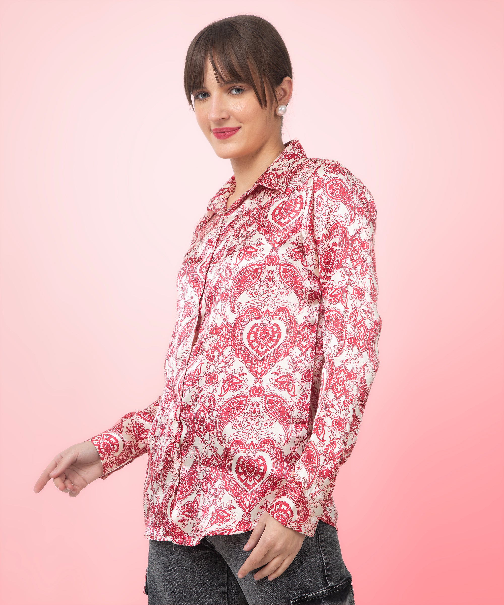 Paisley Printed Satin Shirt Back