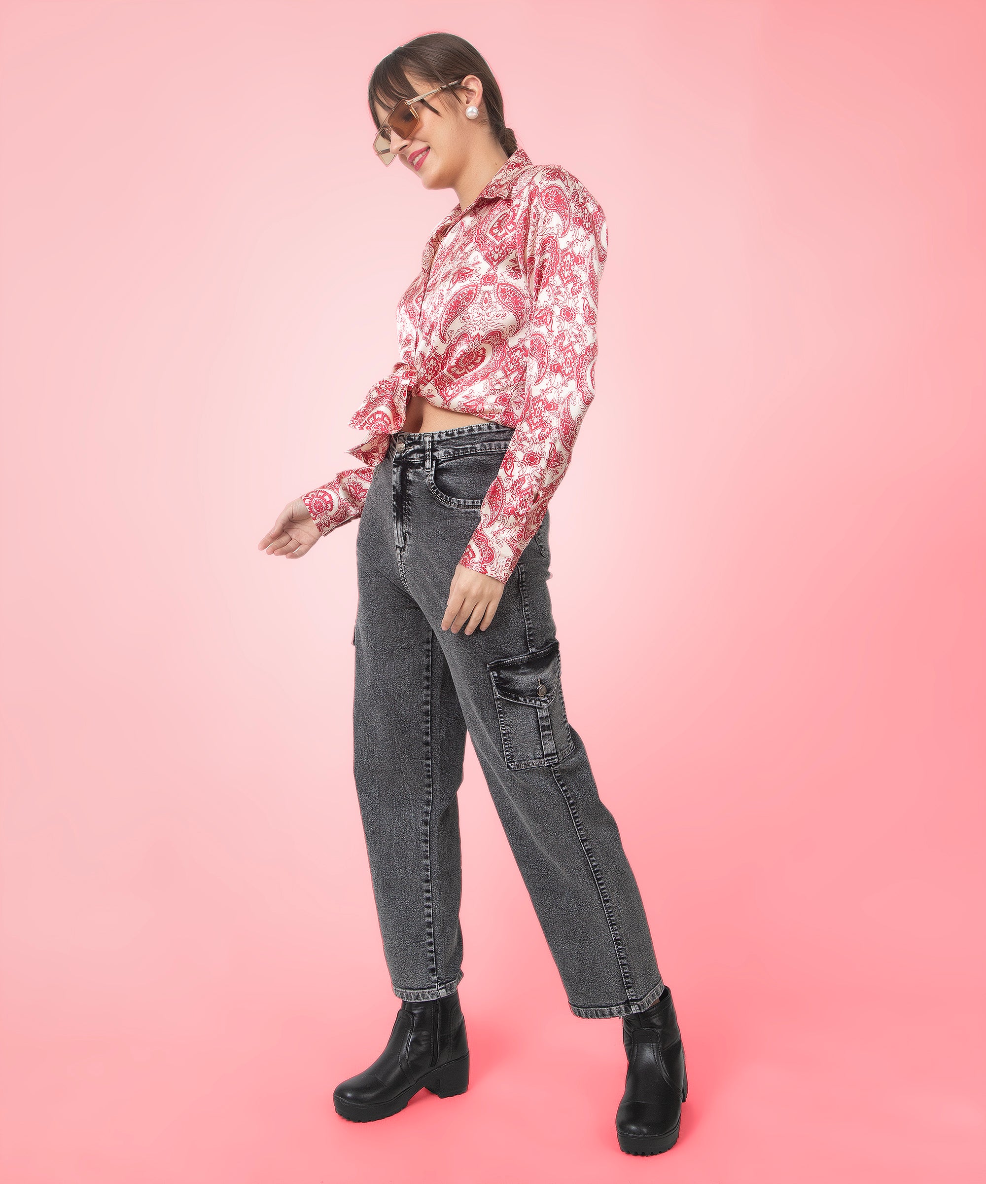 Paisley Printed Satin Shirt Back