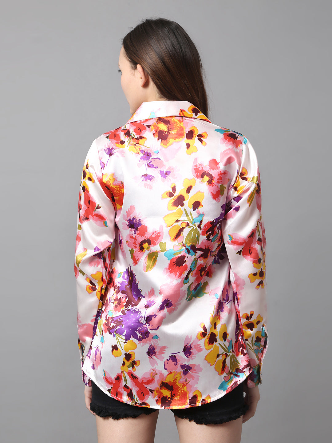 Multicolor Floral Satin Shirt