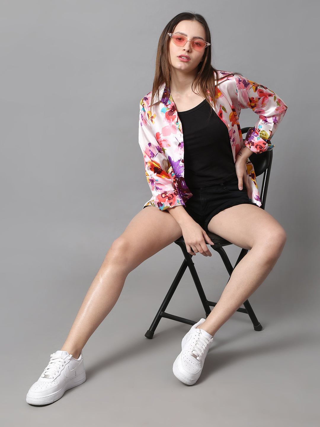 Multicolor Floral Satin Shirt