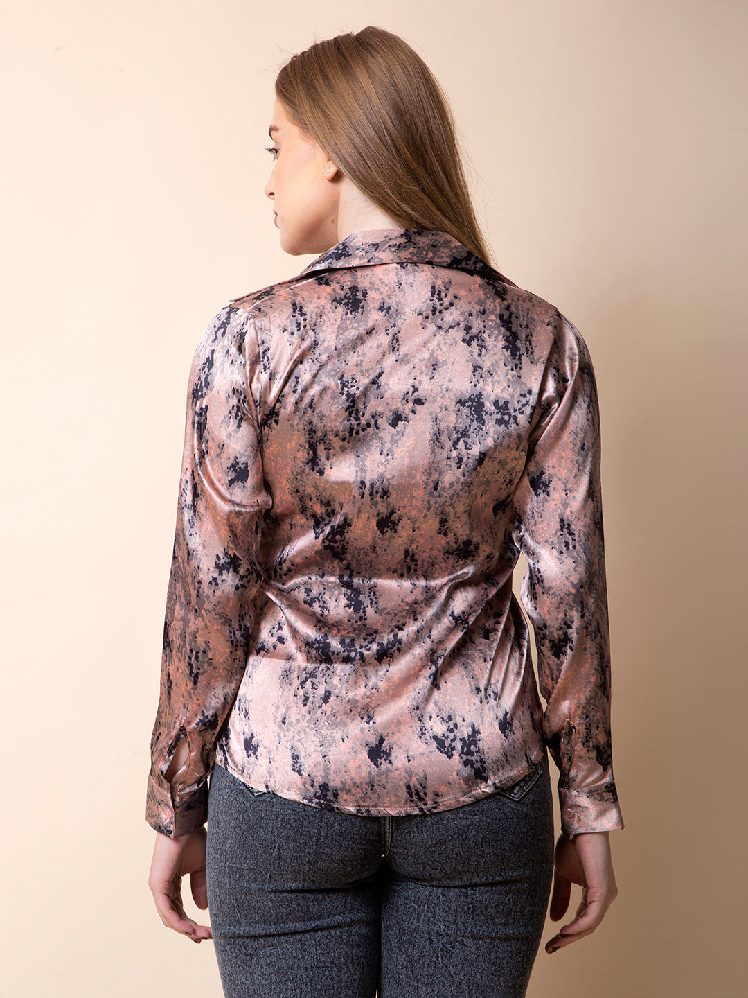 Pink Dye-up Satin Shirt