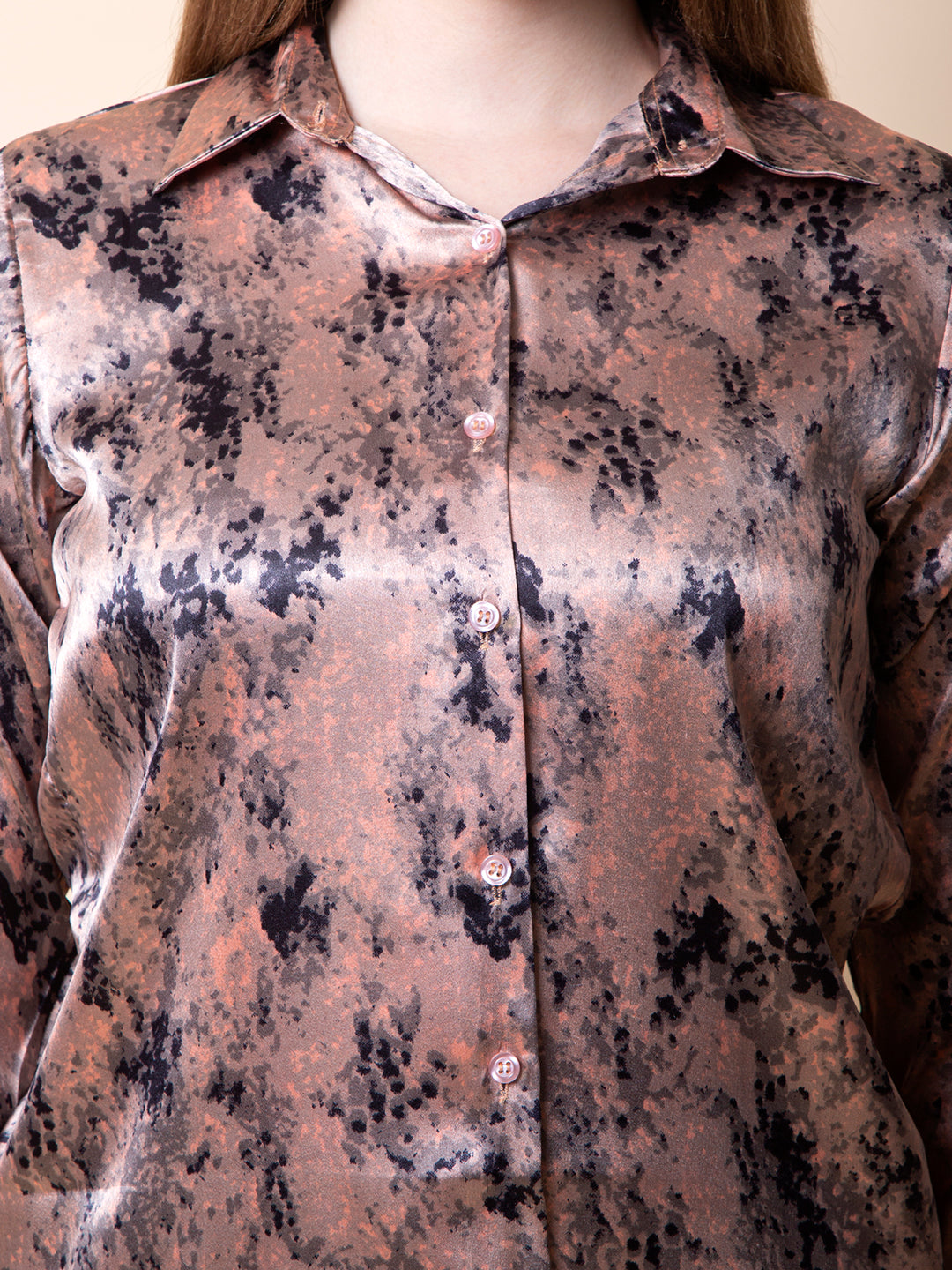 Pink Dye-up Satin Shirt