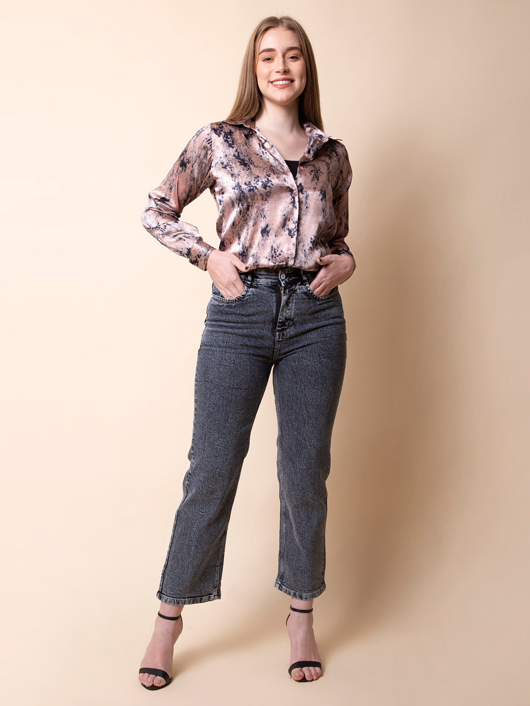 Pink Dye-up Satin Shirt